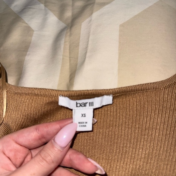 Bar III Camel Ribbed Long Sleeve Top - Picture 2 of 2